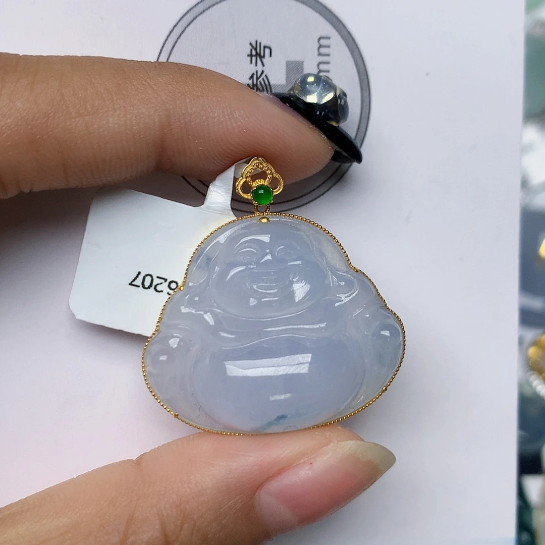 颈饰18K金镶嵌翡翠天然翡翠
