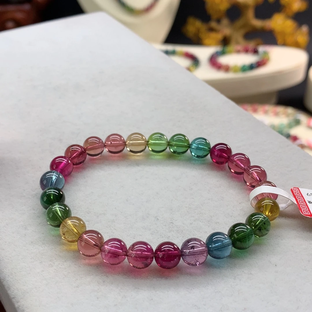 【闪购商品】未镶嵌手链碧玺艳丽色标单圈7.5