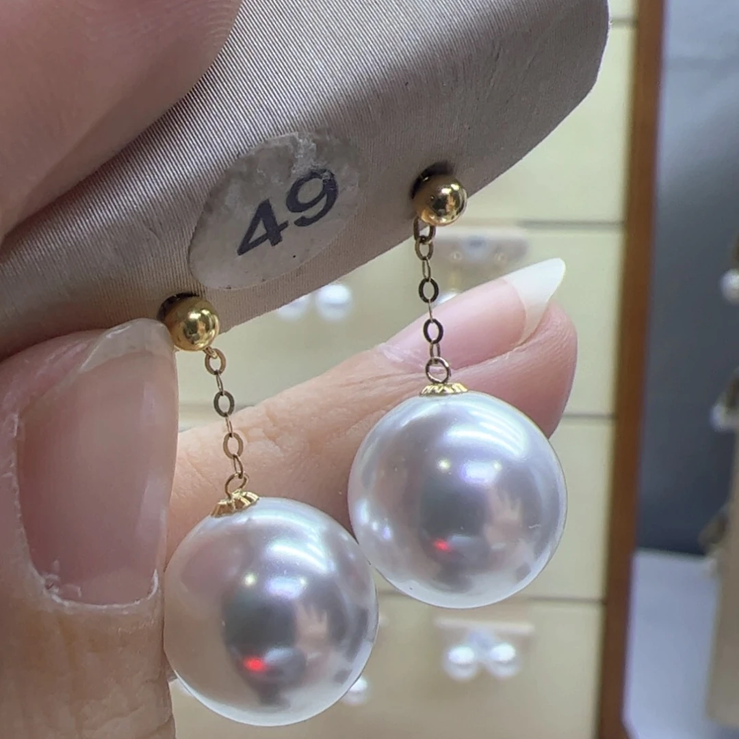 淡水珍珠耳饰18K金镶嵌