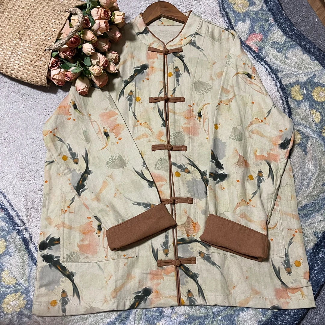 436-3春季新品显瘦复古新中式百搭气质网红文艺风国风外套