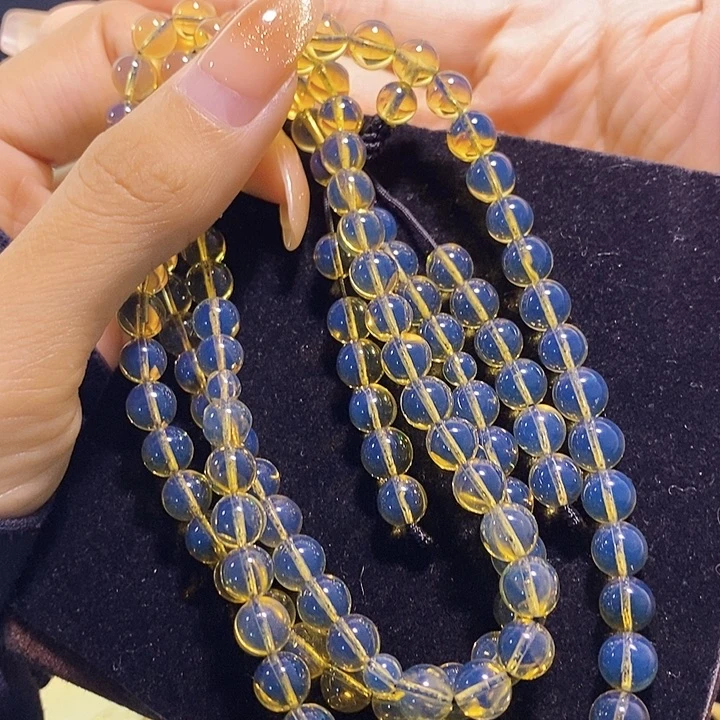 蓝珀未镶嵌珠宝奇石墨西哥蓝珀佛珠6
