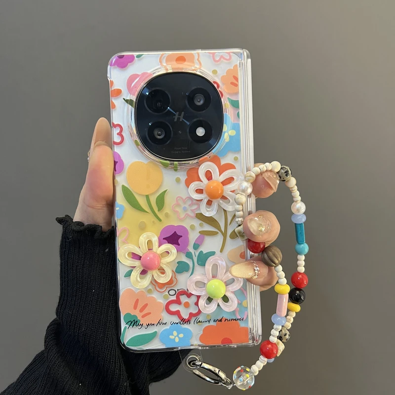 立体彩色花朵适用oppofindn5折叠屏手机壳华为matex6/x5典藏版女