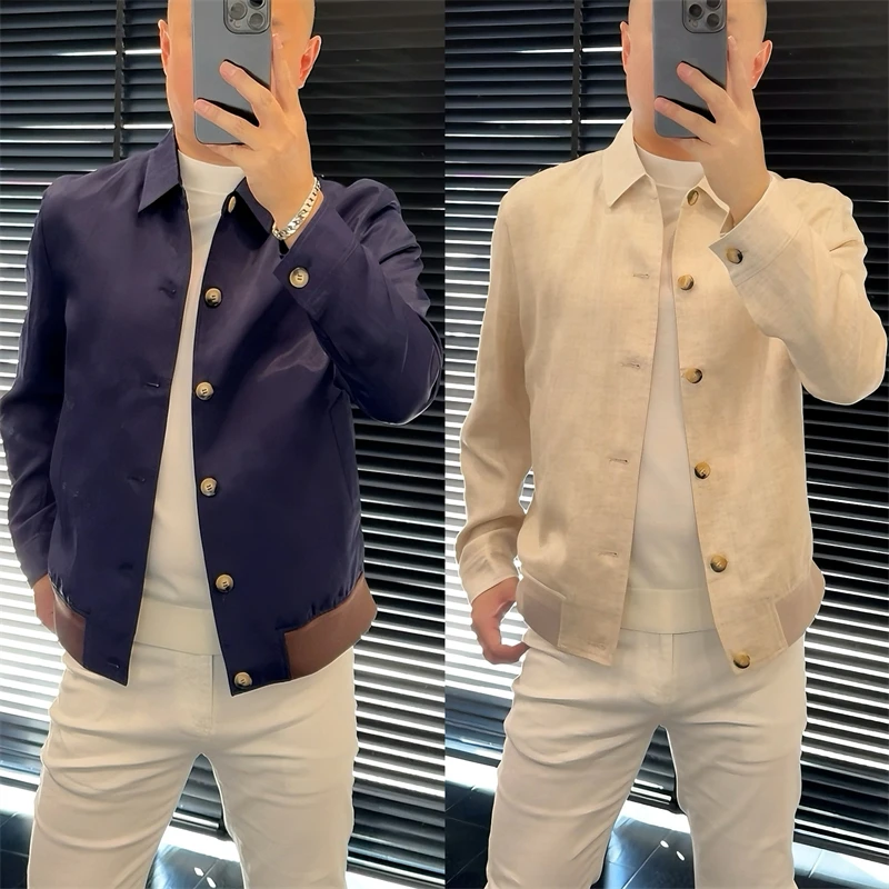 【绅度男装】轻奢柔感天丝亚麻人丝混纺男士夹克外套10311