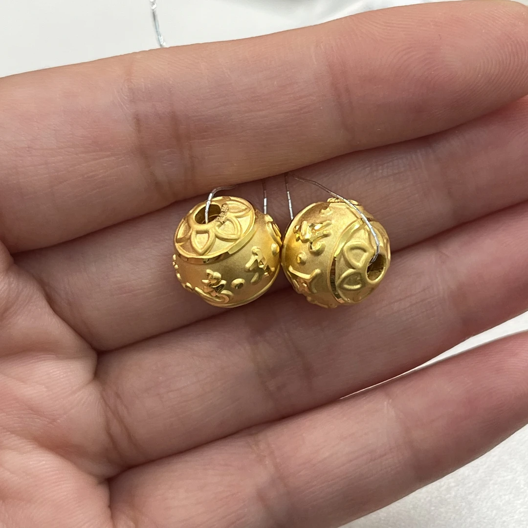 足金六字真言转运珠