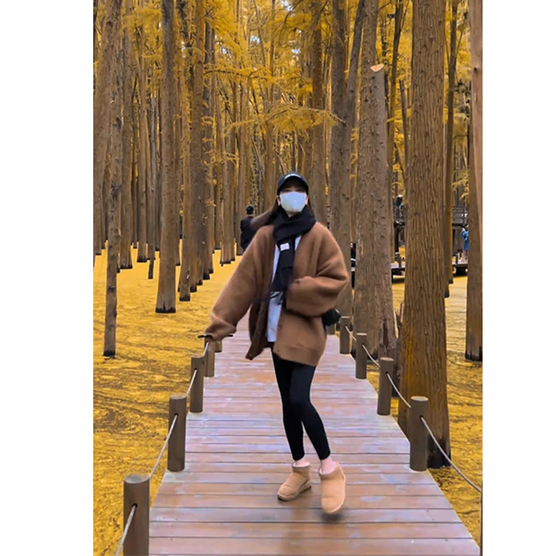 2025新款韩系ins慵懒风针织开衫女秋季宽松v领毛衣外套休闲百搭