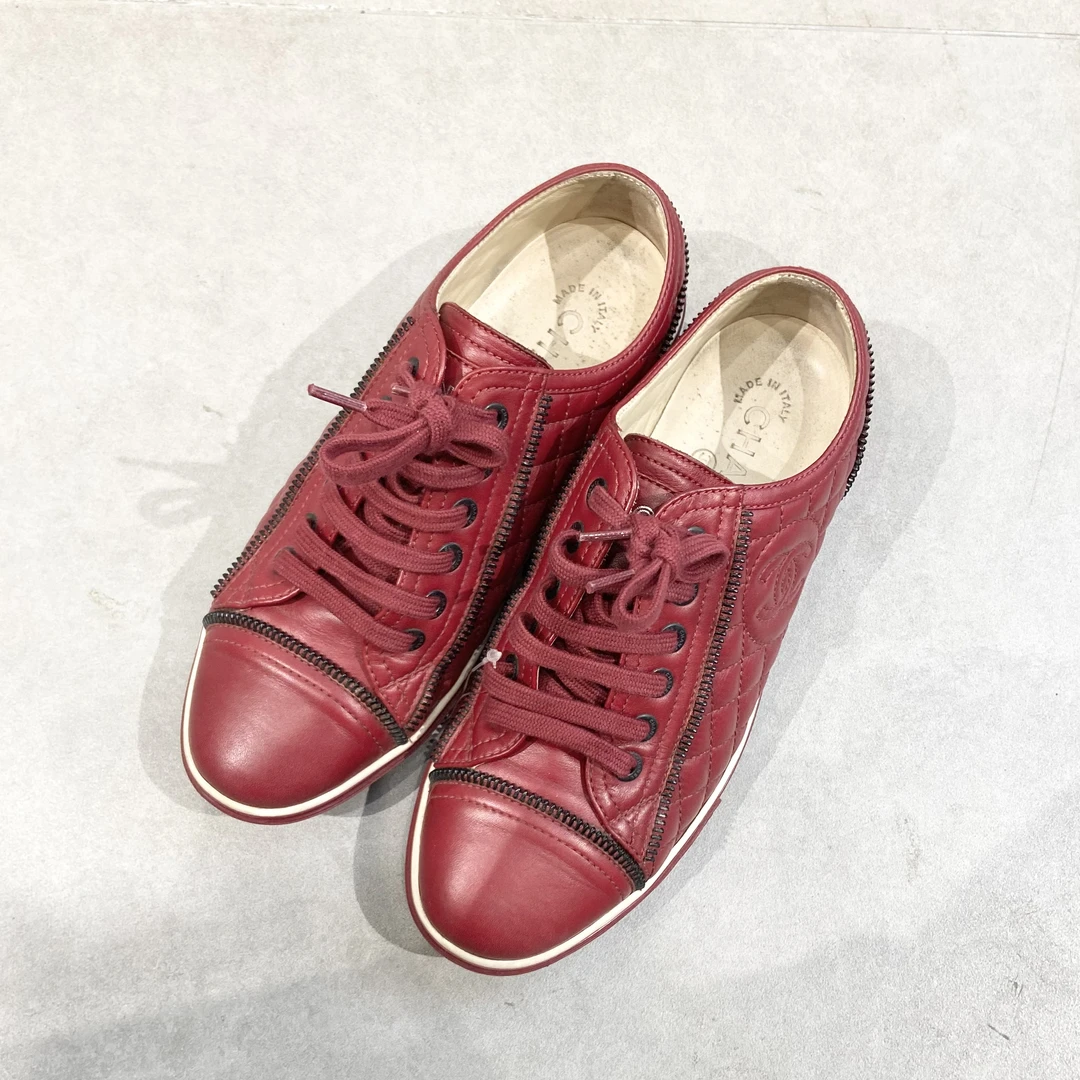 99新 Chanel/香奈儿 经典红色菱格板鞋 36.5码1790