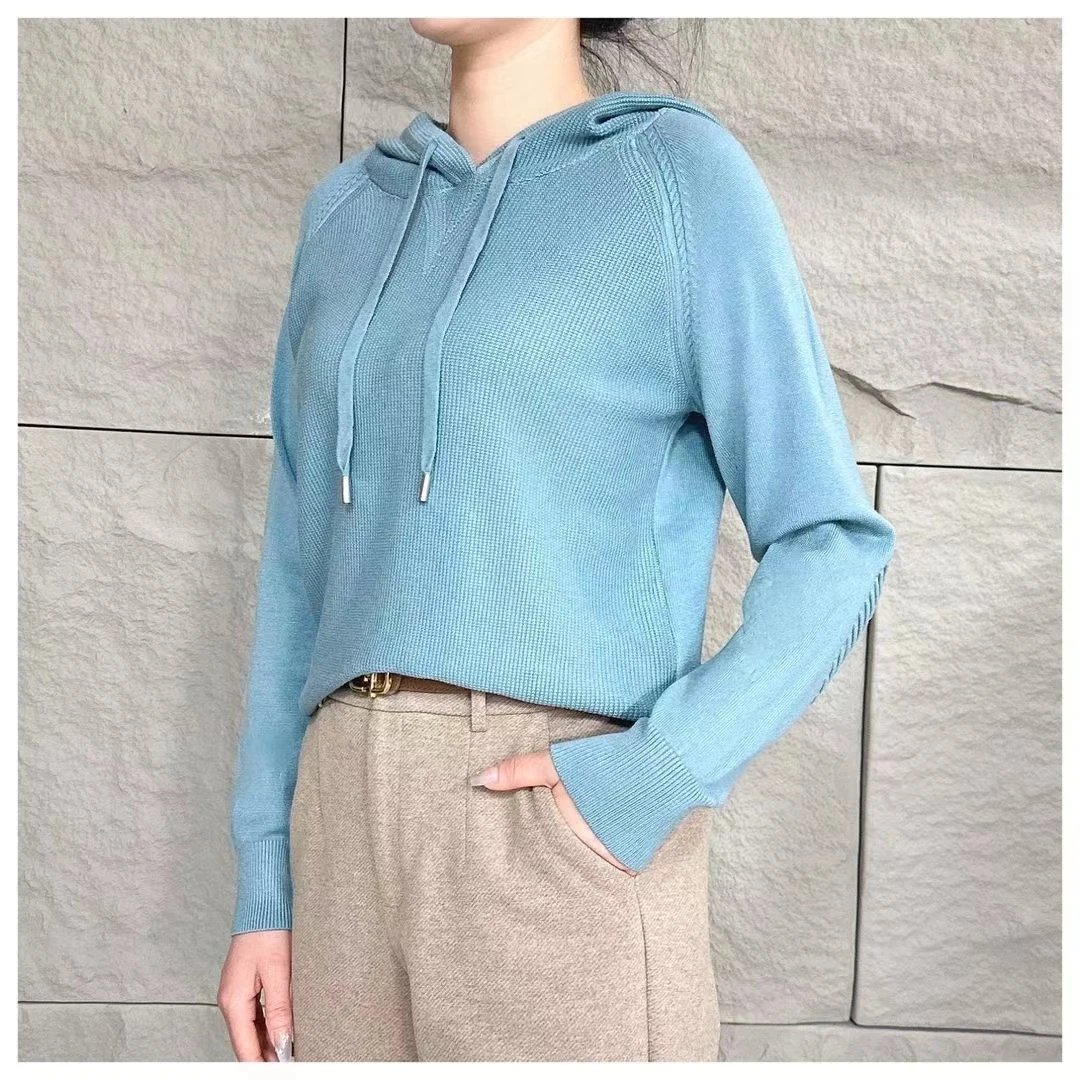 宠粉针织衫带帽女宽松百搭秋冬季套头休闲连帽卫衣时尚外穿打底衫