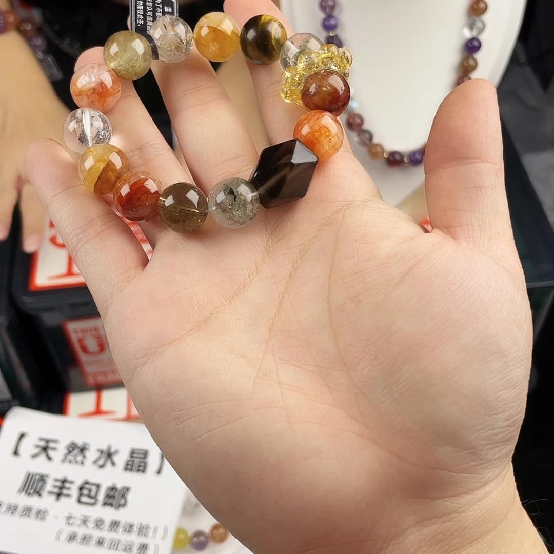 手串水晶银S925镀金镶嵌