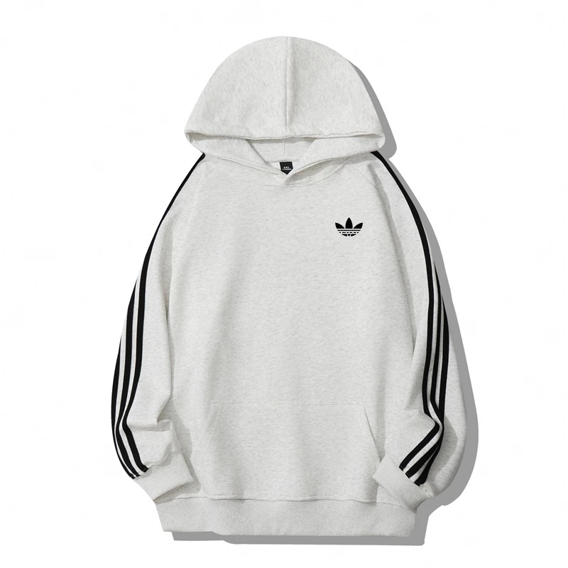 【官方奥特莱斯一折专区】男女320重磅纯棉连帽无绳三条杠口袋卫衣