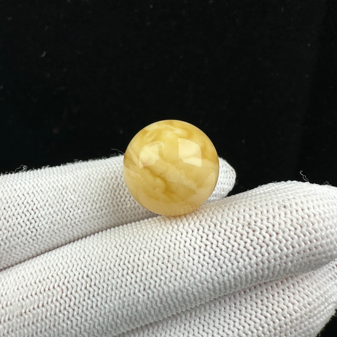 Y3060天然原矿蜜蜡 鸡油黄单珠 17.6mm抖音基地质检发货
