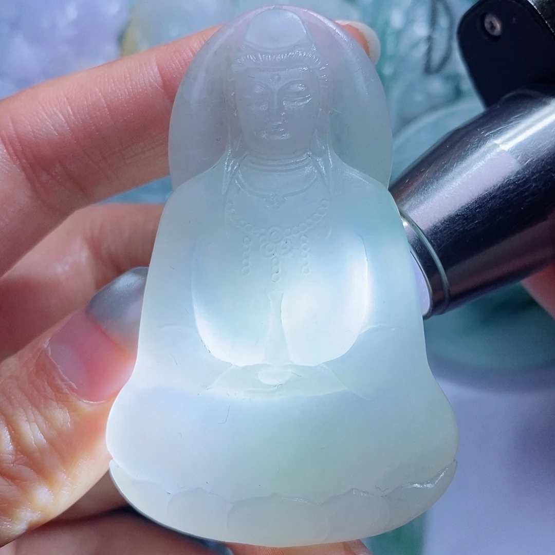 定制翡翠未镶嵌毛货付款后确认抛光