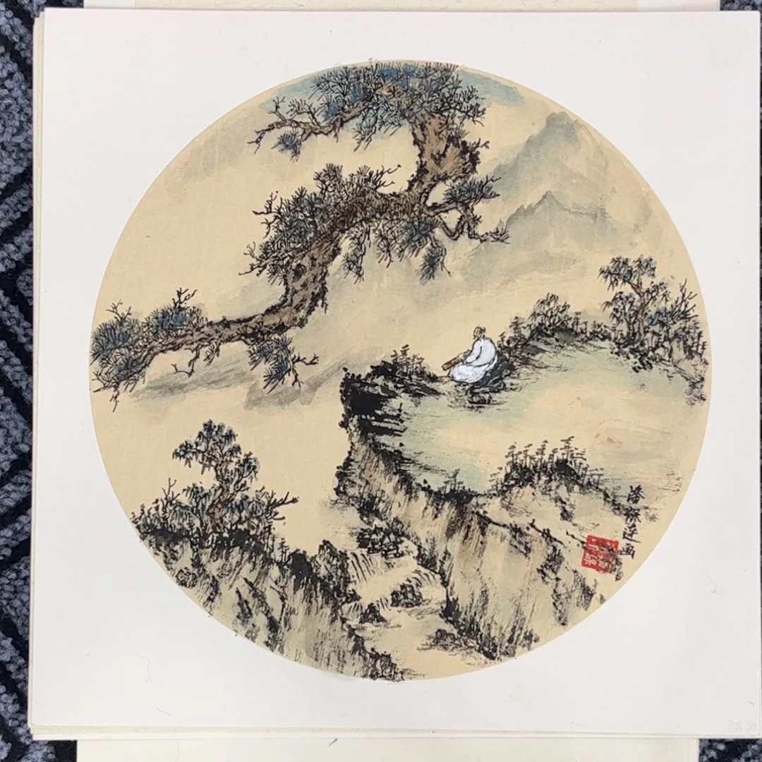 国画硬卡山水作品m