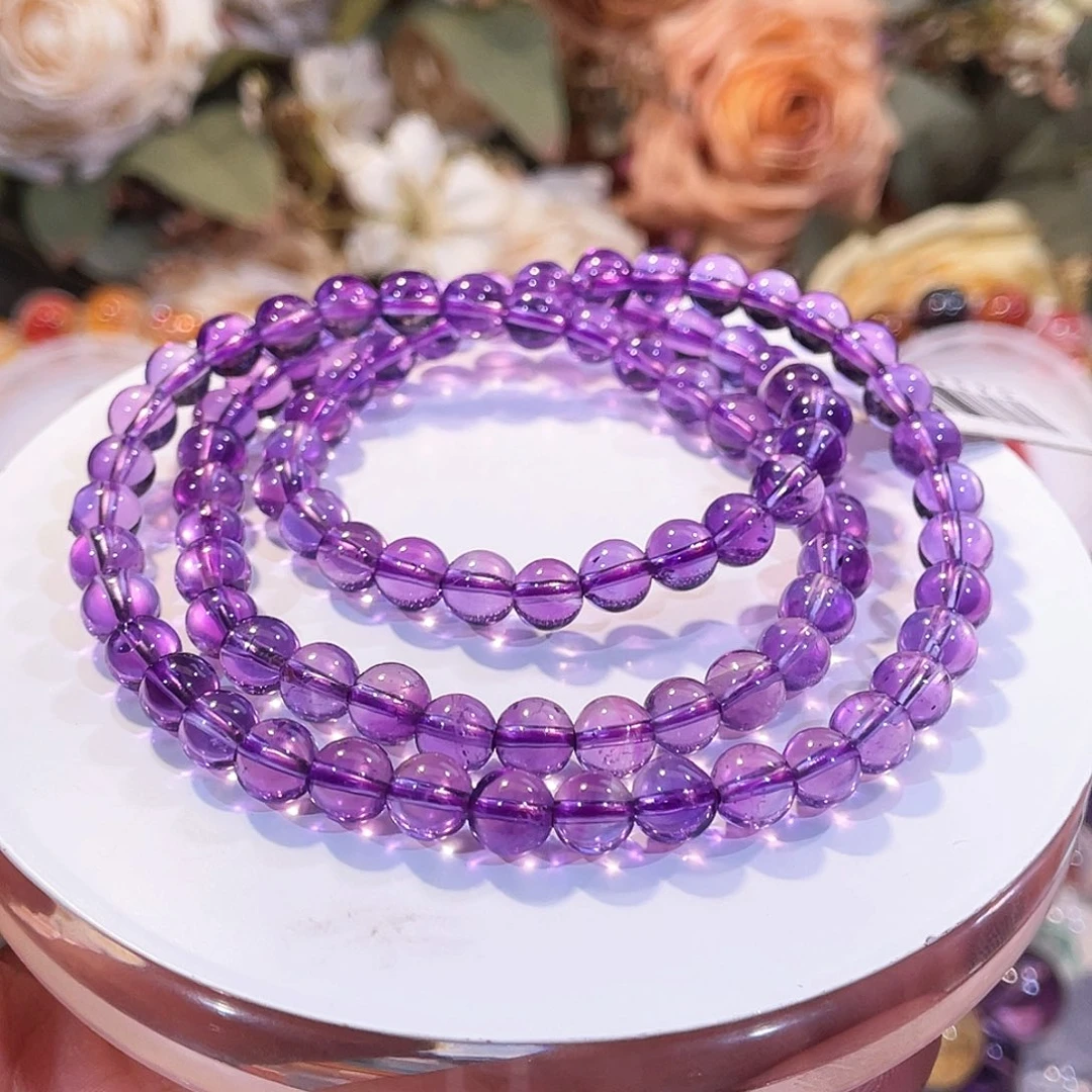 未镶嵌手链发晶冰透紫水晶三圈