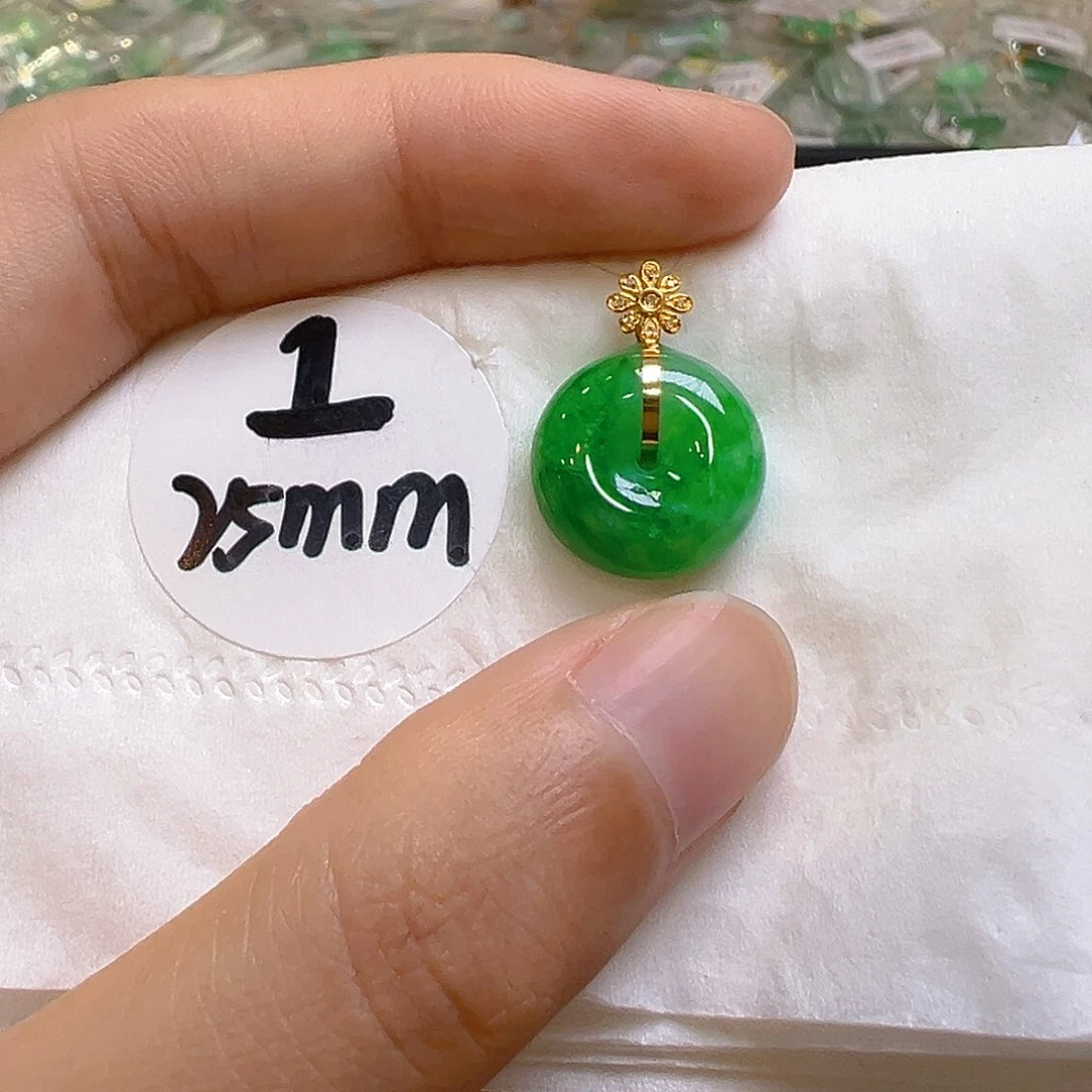 翡翠18K金镶嵌吊坠(不含链)翡翠