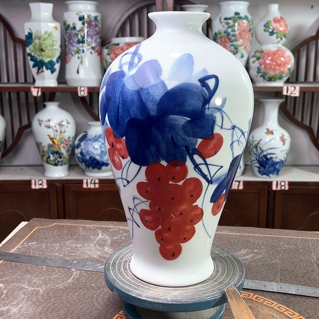 摆件景德镇陶瓷梅红浦