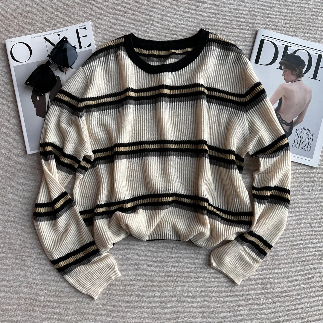 圆领百搭时尚休闲羊毛混纺针织打底衫7076