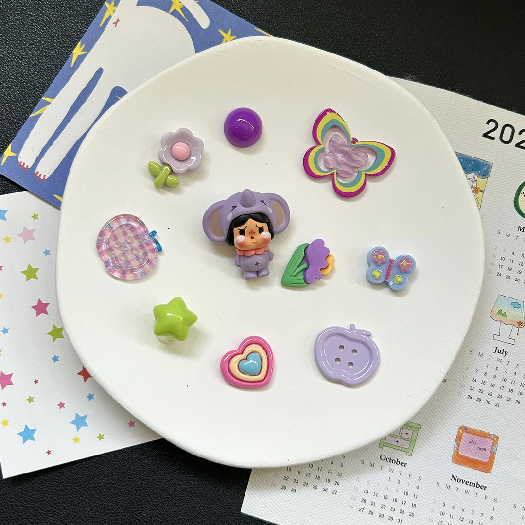 洞洞鞋配饰哭娃系列紫色大象哭娃高级感可爱鞋花适配Crocs鞋扣Diy