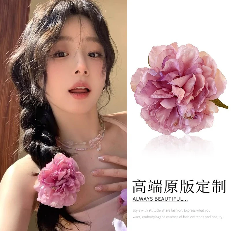 氛围感花朵！侧边夹女春季新款拍照花花发夹度假风时尚头花头饰