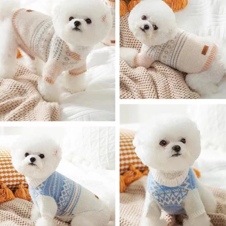 宠物秋冬貂绒保暖针织中小型狗狗猫咪北欧风法斗泰迪博美比熊衣服