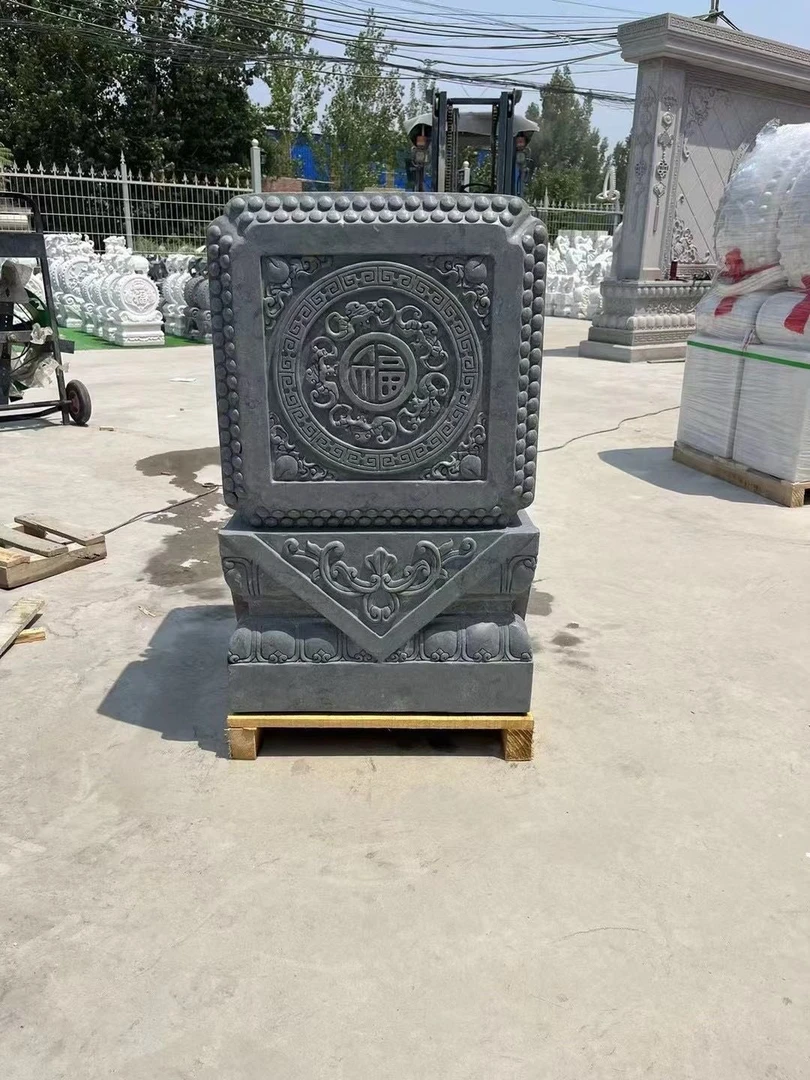 石雕抱鼓石一对汉白玉小象青石狮子仿古做旧门墩大门家用招财摆件