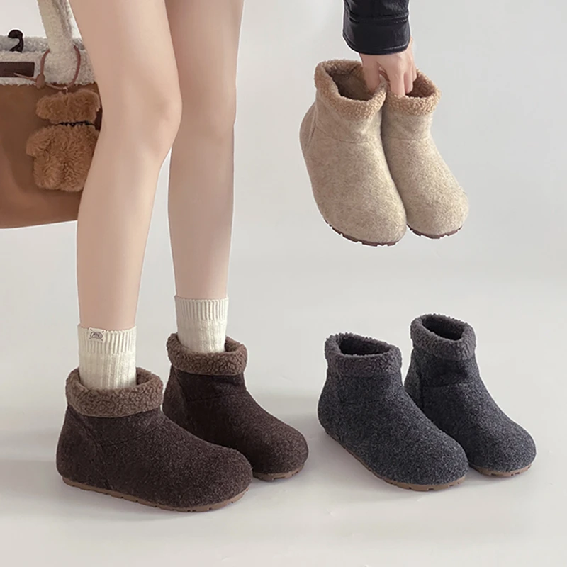 时尚毛尼雪地靴女2025冬季新款毛毛靴女勃肯靴保暖棉鞋加绒短靴子