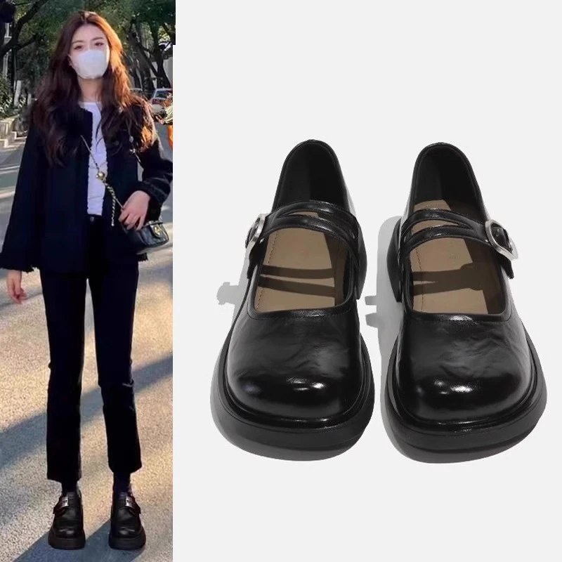 【万象撤柜】玛丽珍女鞋2025春季新款厚底乐福鞋百搭配裙子jk小皮鞋