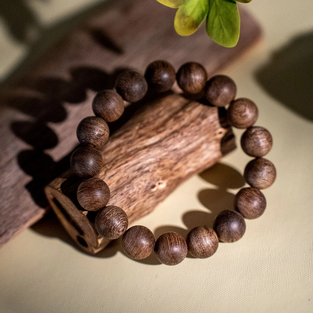 【江苏工美专属】天然野文莱黑棋软丝单圈沉香手串-391*1316