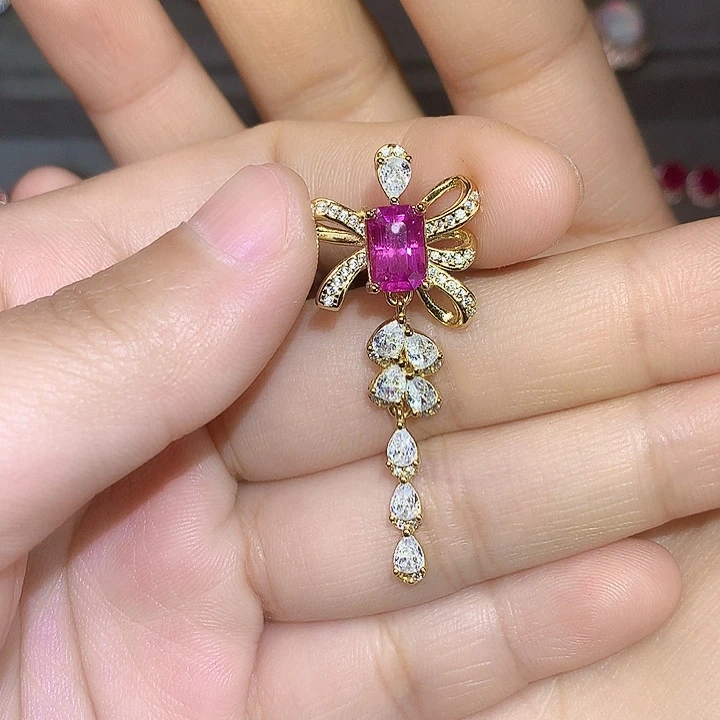彩色蓝宝石颈饰银S925镶嵌小*小