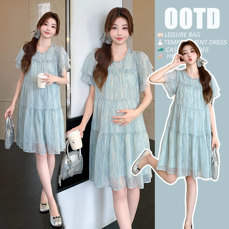 孕妇装夏装2025新款夏季温柔显白宽松韩版裙子清凉舒适洋气连衣裙