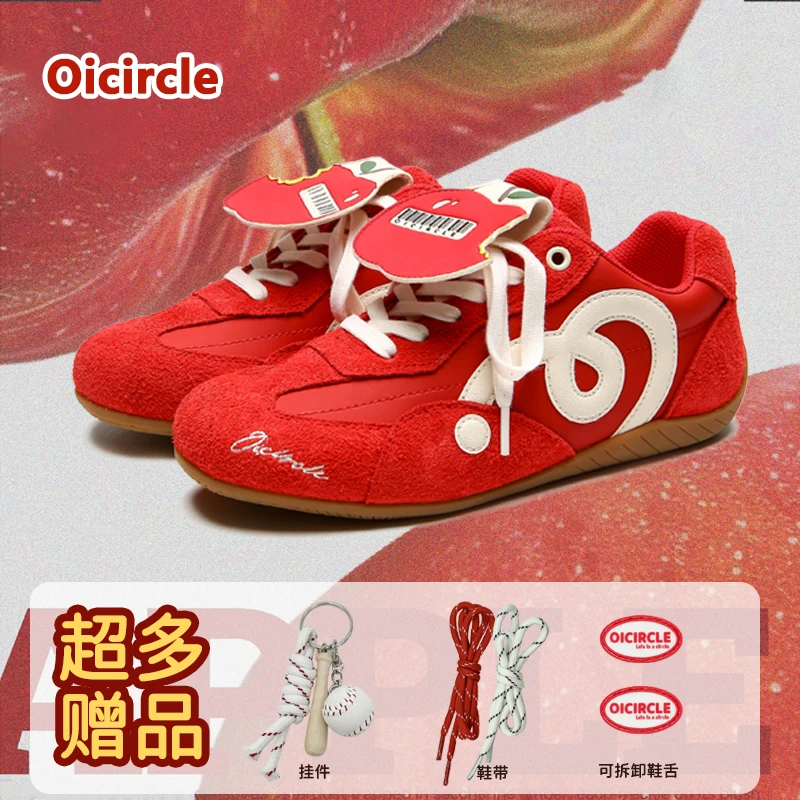 OICIRCLE【平底版3CM】原创复古赛车鞋运动厚底增高反绒休闲德训鞋