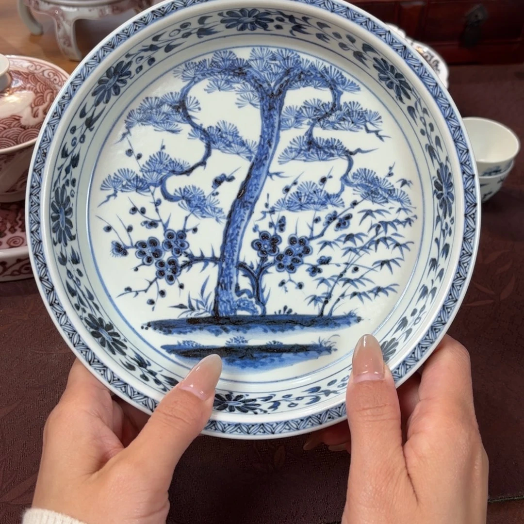 陶松竹梅壶承博陵造物