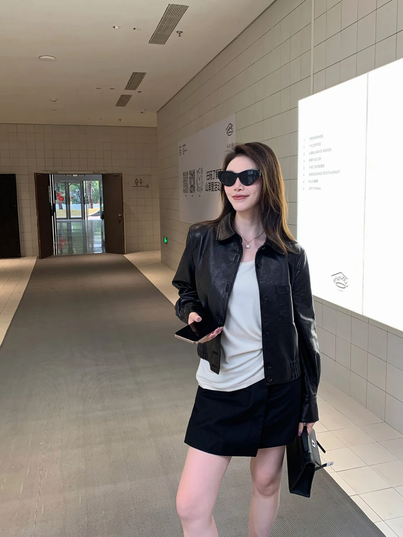 BIG WHITE REMADE“时尚前卫”复古气质感绵羊皮皮衣外套女8652