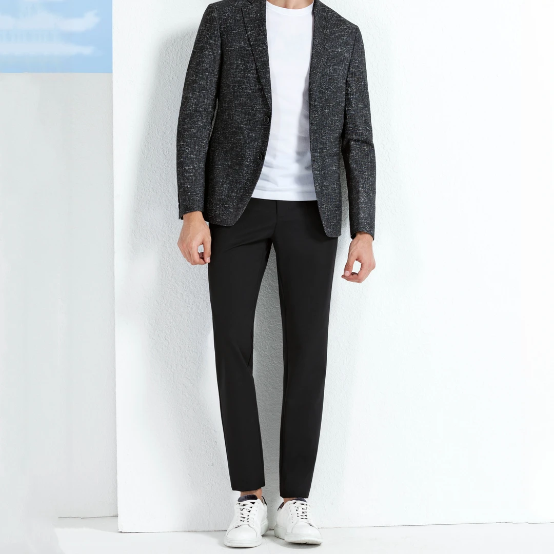 J春季薄款黑灰单西通用商务西服上装时尚黑色西装7910421
