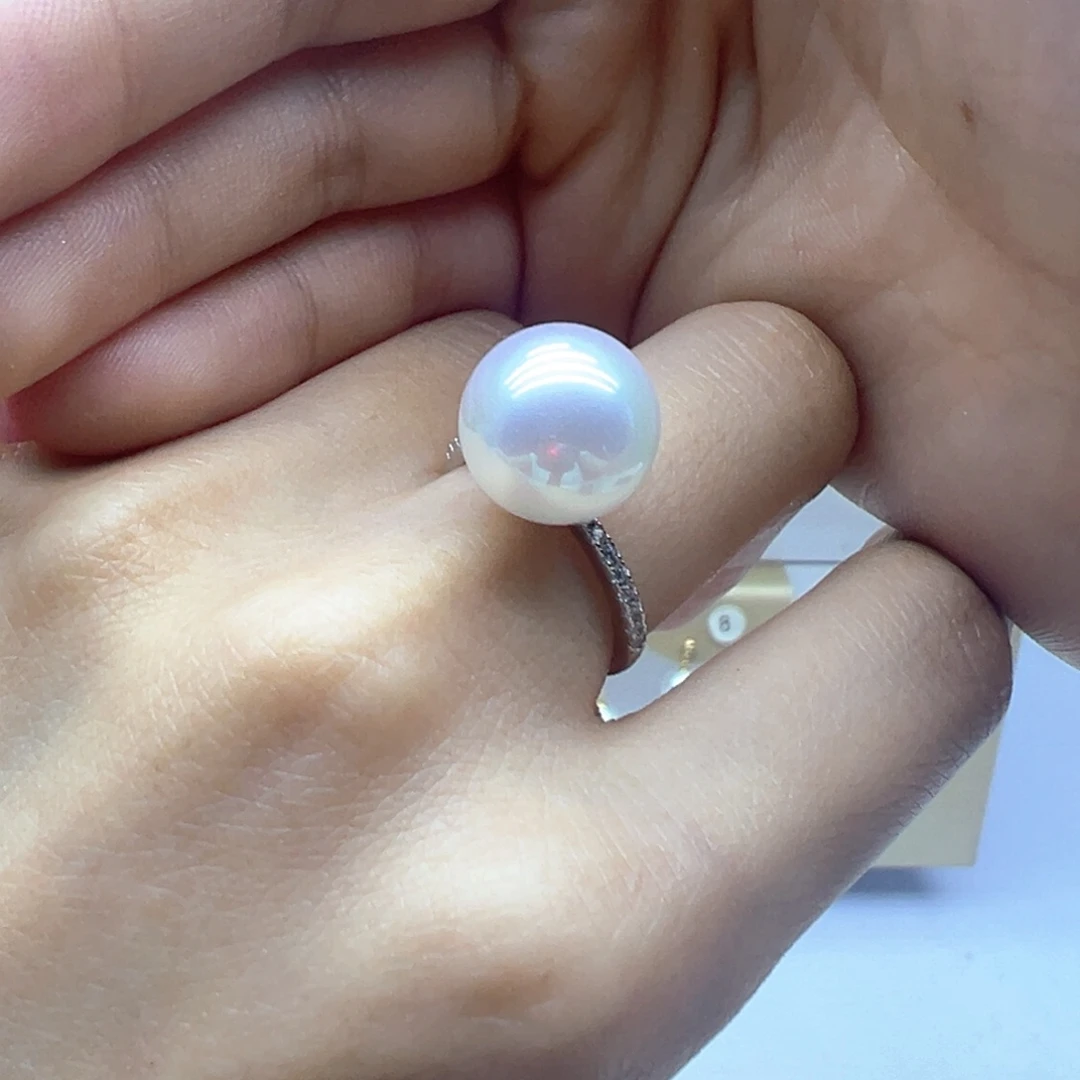 戒指银S925镶嵌淡水珍珠