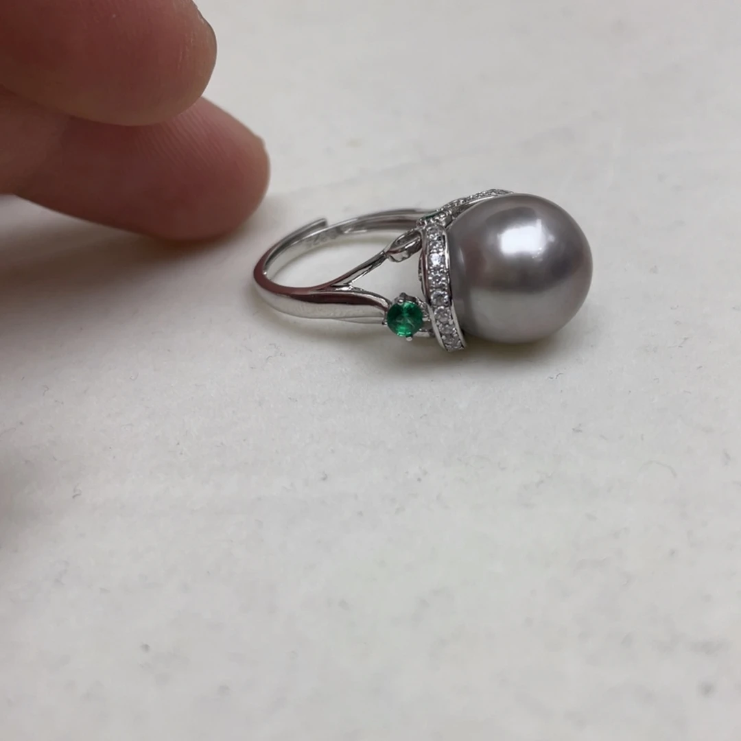 海水珍珠戒指银S925镶嵌