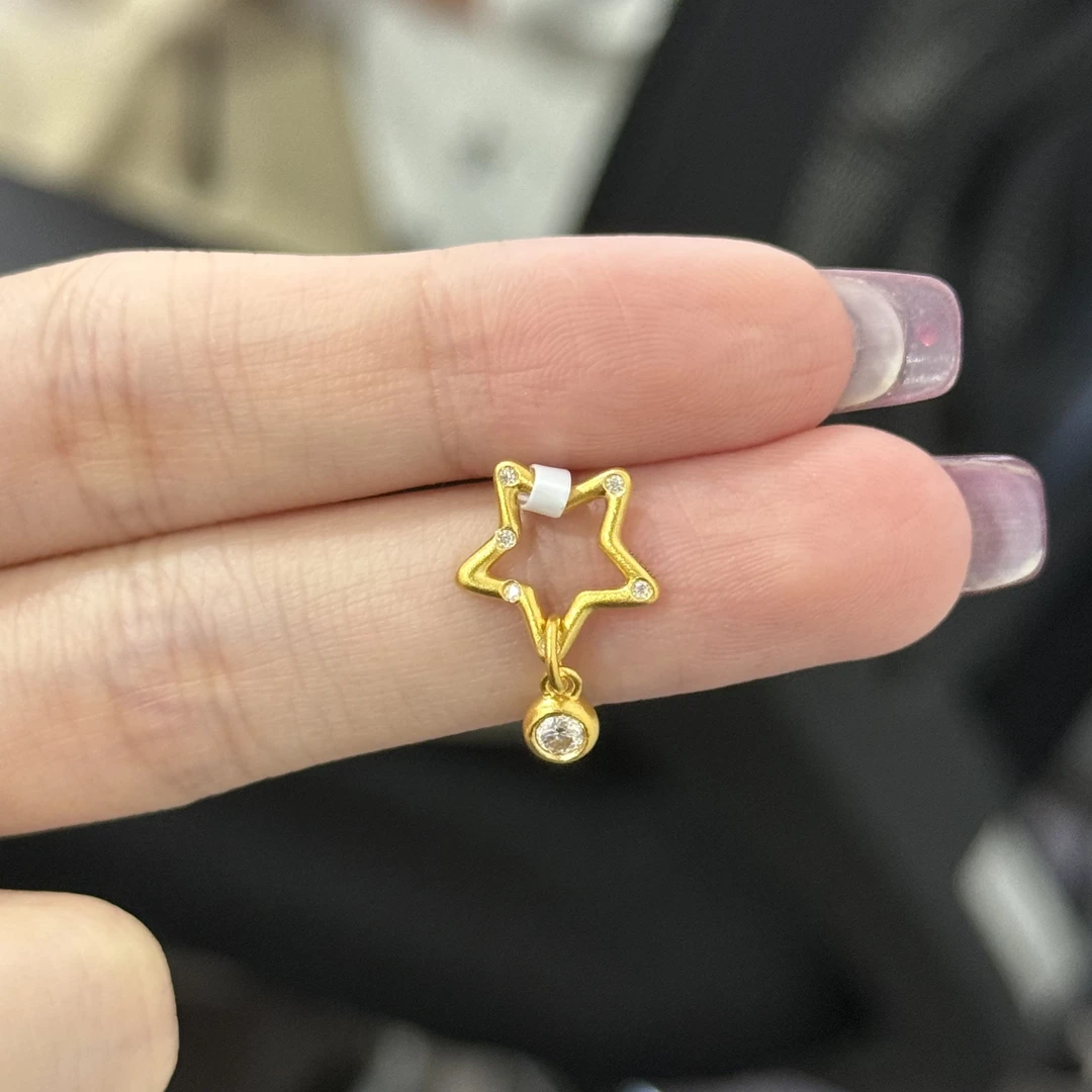 泡泡滴溜星星吊坠 足金999