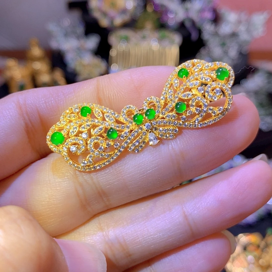 吊坠(不含链)银S925镶嵌翡翠