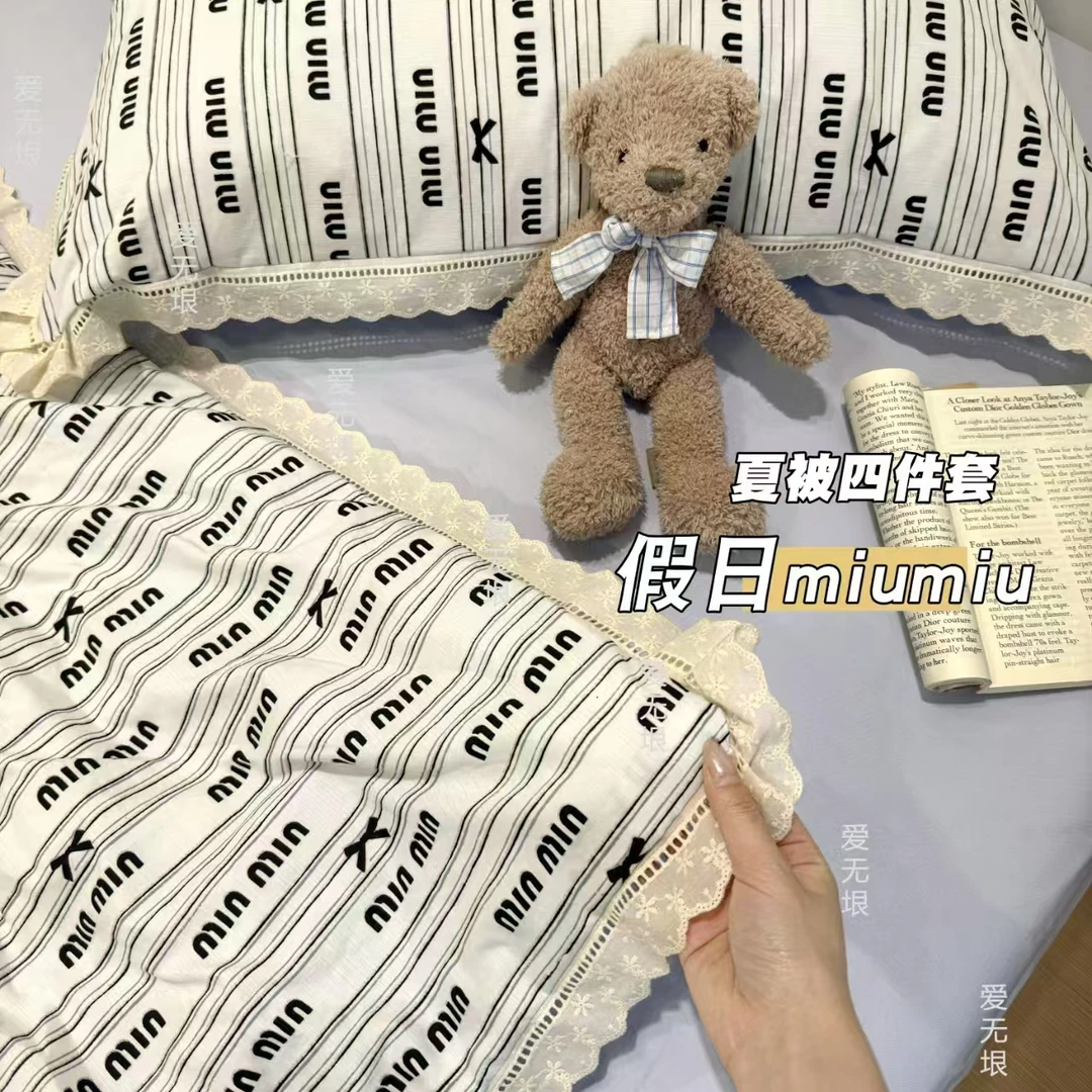 雅利娜棉纱空调被四件套床笠款夏被清凉休闲风