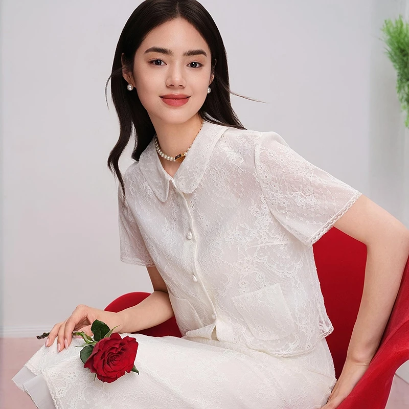 【梦幻花影衫】小香风蕾丝短外套唯美上衣DOUBLOVE贝爱25早秋新款