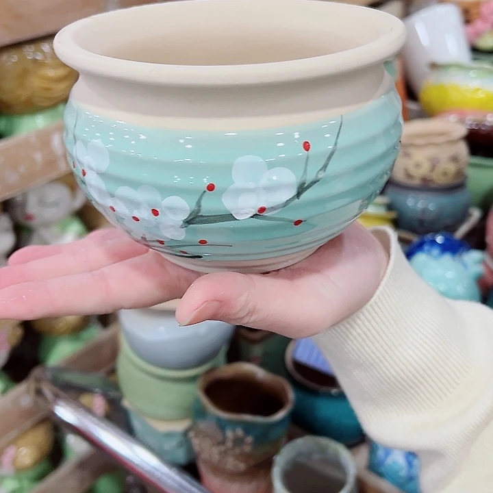 有孔，凑单福利满10元发货陶瓷多肉花盆！