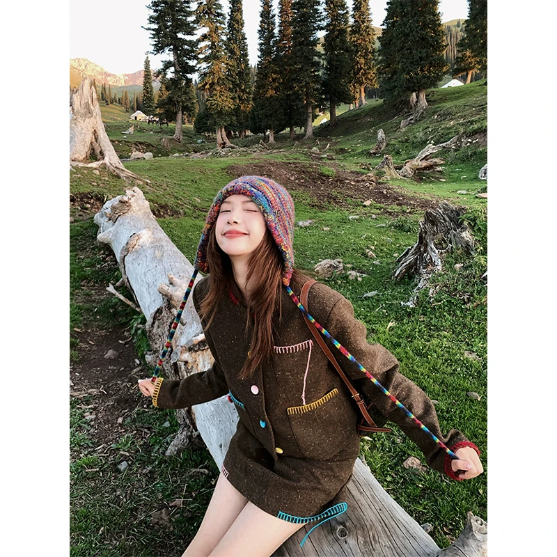 小香风气质手工流苏开衫外套高腰开叉A字半身裙套装女时尚两件套