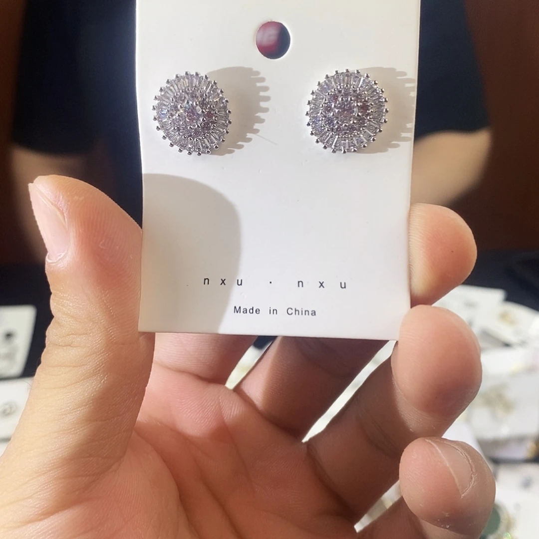铜合金琉璃合金锆石耳饰