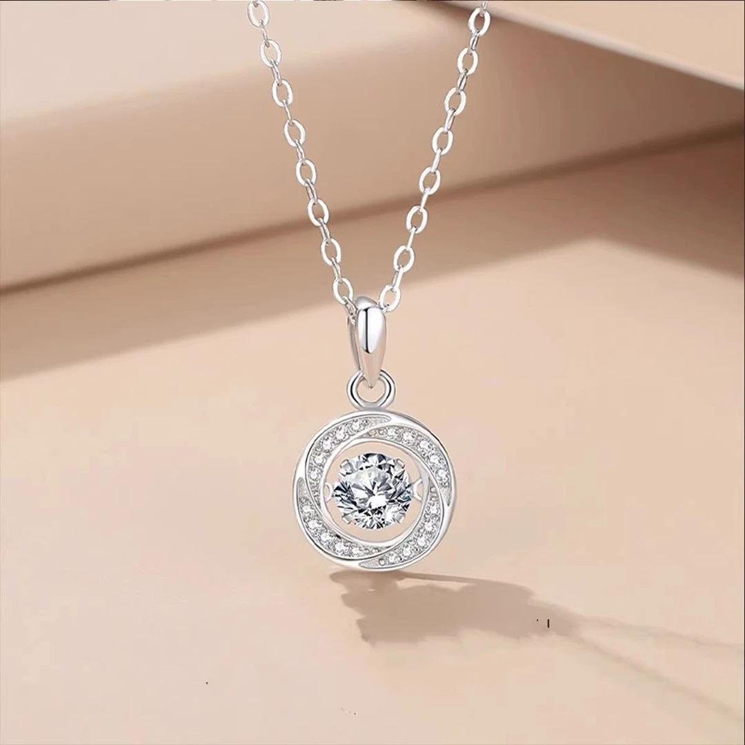 坠链均足银 灵动几何圆形项链足银999小众设计精致情人节送女朋友