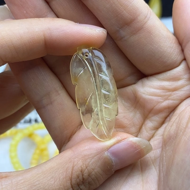 裸石蜜蜡未镶嵌叶子手机挂，微微瑕