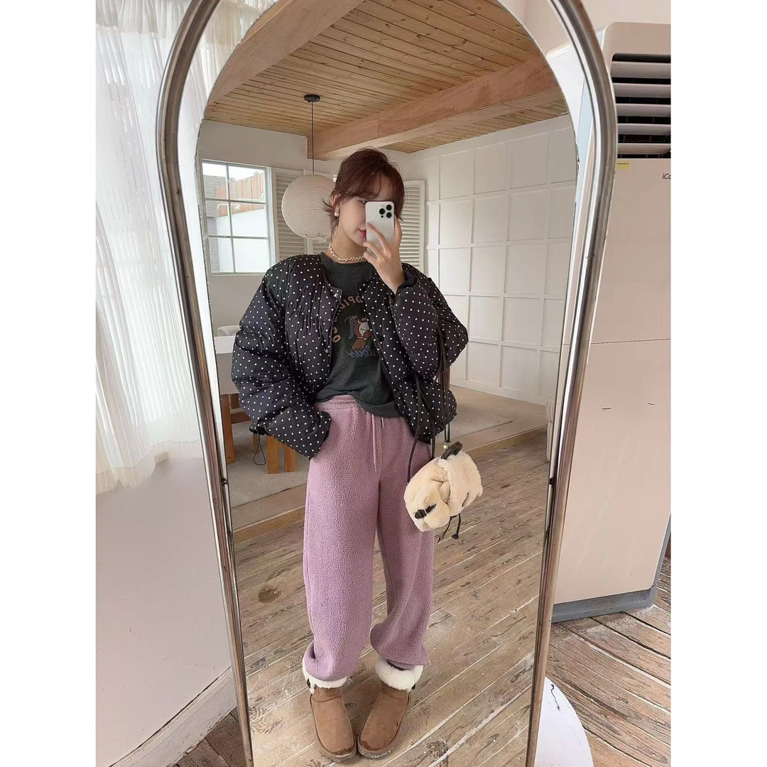 【YFONI】波点小面包抽绳可调节羽绒外套