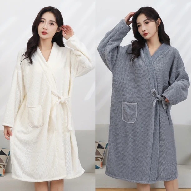 浴袍男情侣可穿家用高档睡袍长款成人吸水速干冬洗澡女浴巾式浴衣