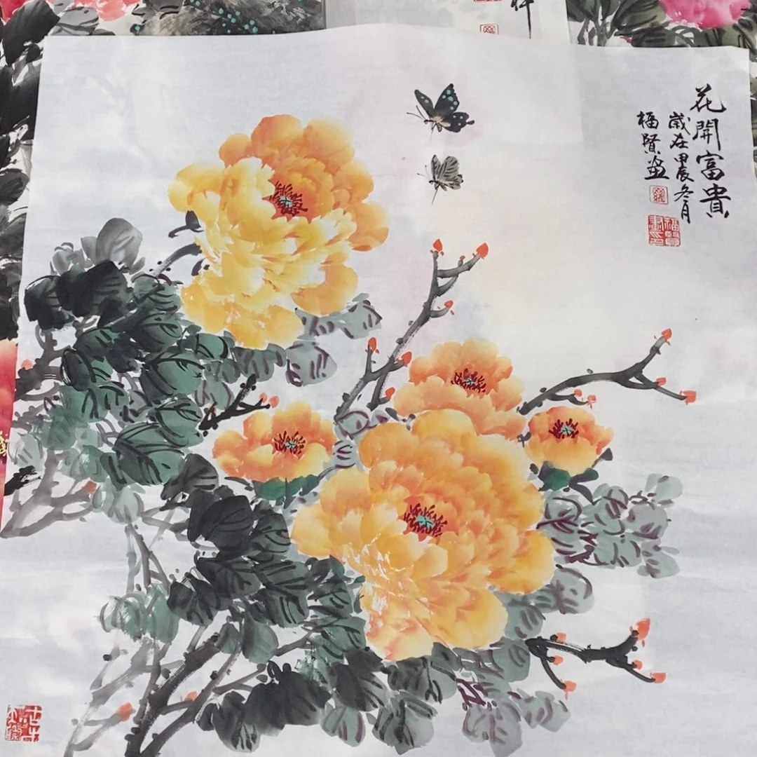 国画国画花鸟四尺斗方罗福贤 琪