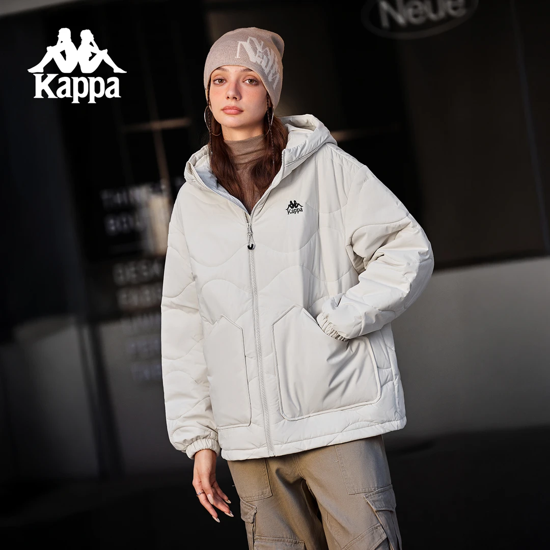 Kappa/卡帕软糯休闲棉服连帽时尚宽松保暖保暖冬季外套