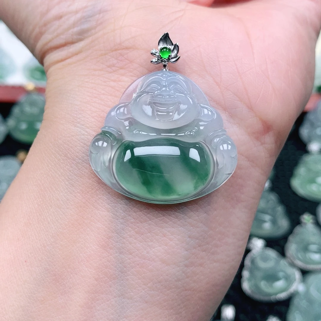 吊坠(不含链)18K金镶嵌翡翠