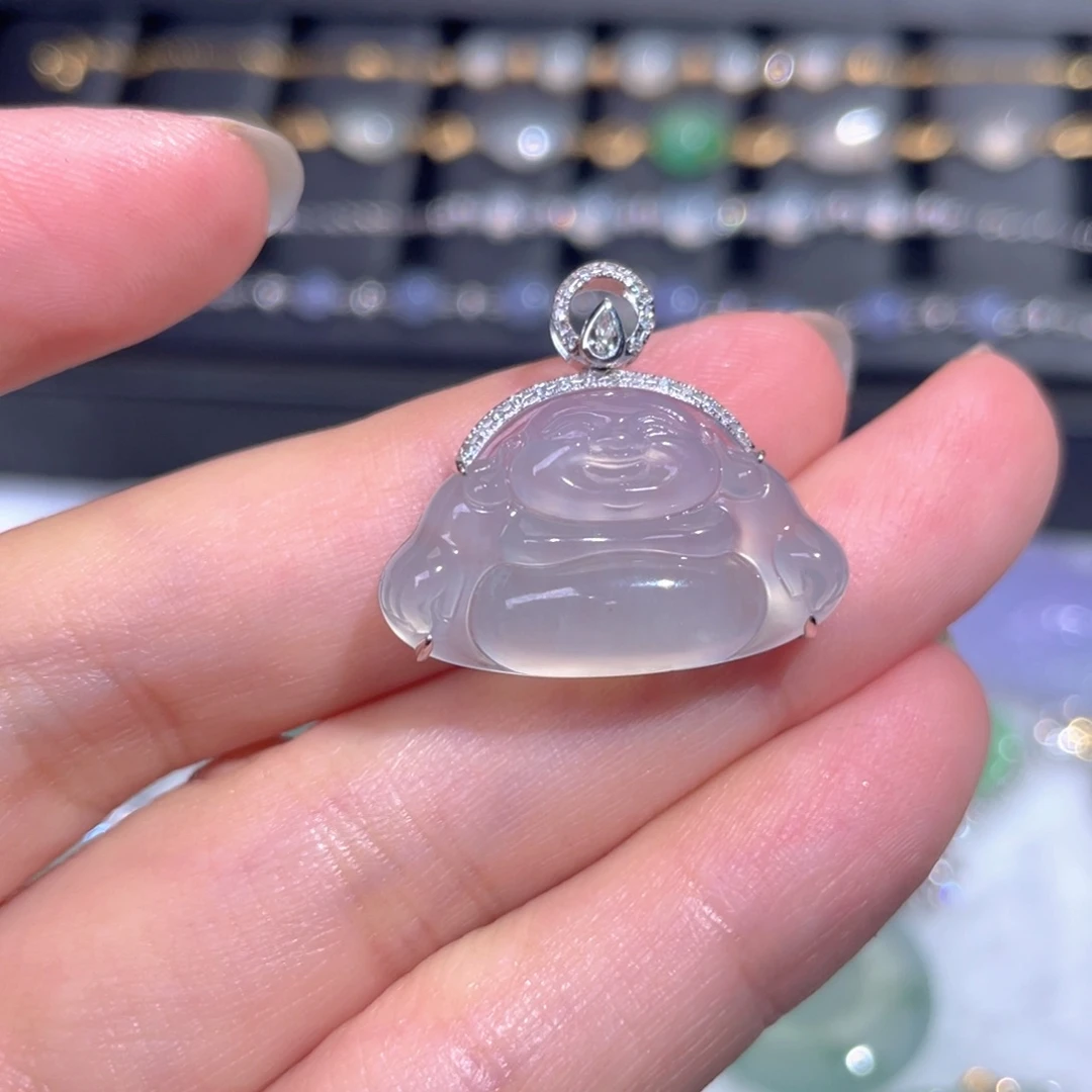 颈饰18K金镶嵌翡翠翡翠